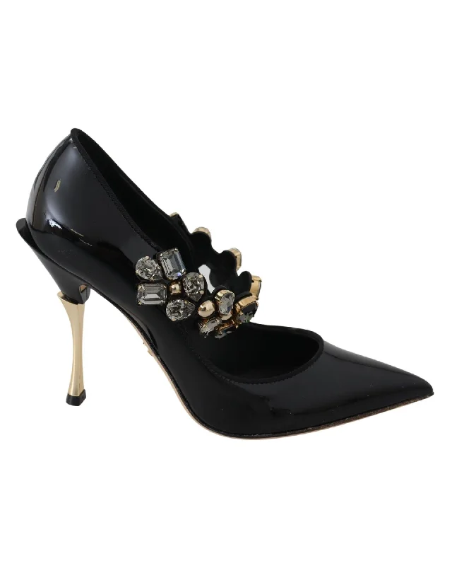 Dolce & Gabbana Crystal-embellished Leather Mary Jane Pumps