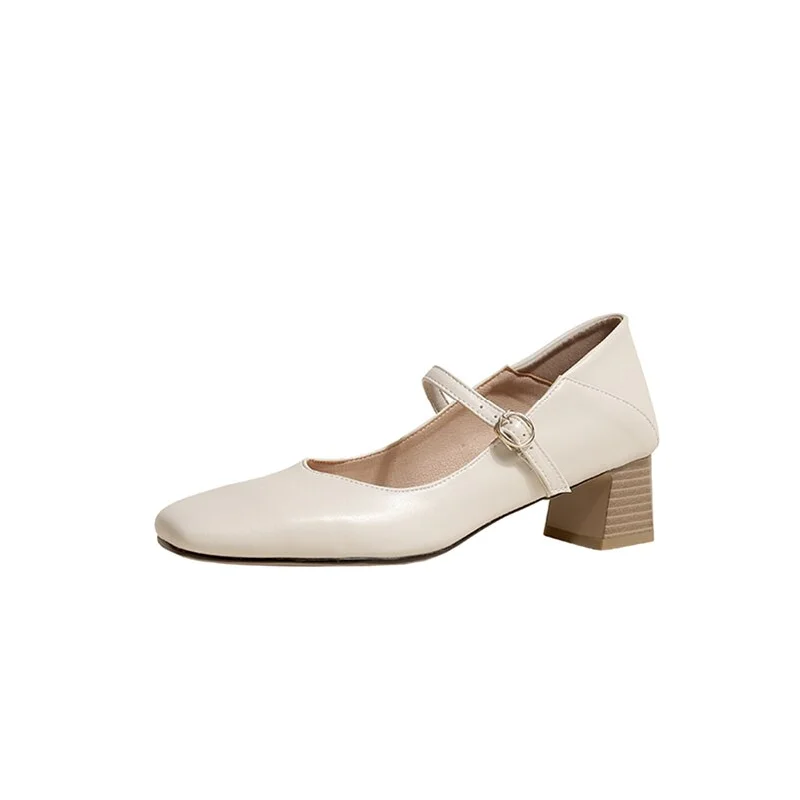 Women Mary Janes Shoes Thick Heels Pumps Square Toe Fashion Med