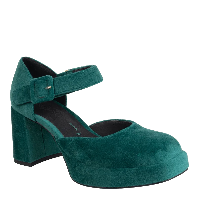 NAKED FEET - ESTONIA in EMERALD Heeled Clogs