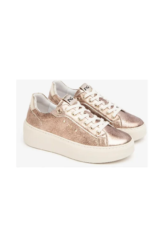 NeroGiardini Metallic Leather Platform Sneakers I411623D406 | Torba (Rose Gold)