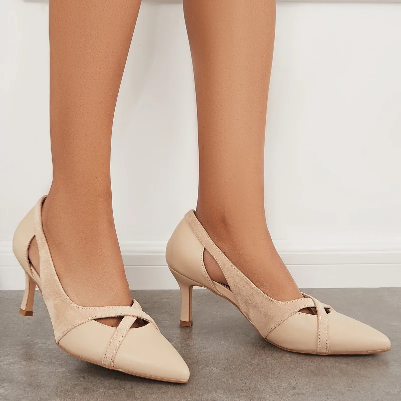 Sohiwoo woman formal Pointed Toe Dress Pumps Slip on High Heel Office Shoes