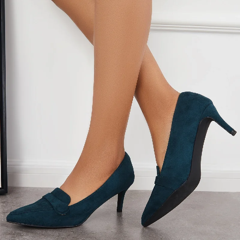 Sohiwoo woman formal Pointed Toe Buckle Pumps Slip on High Heel Office Shoes