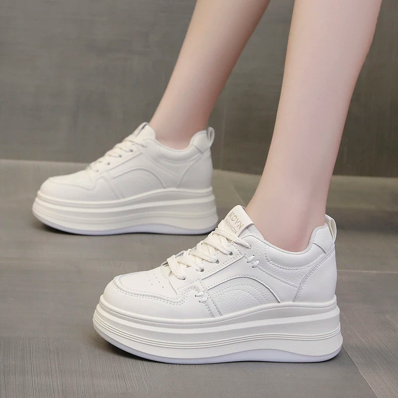 Sohiwoo Hidden Heels Vulcanized Shoes Female Shallow Pu Leather Height Increasing Sneakers Woman Lace-Up Platform Casual Walking Shoes Sohiwoo Hidden Heels Vulcanized Shoes Female Shallow Pu Leather Height Increasing Sneakers Woman Lace-Up Platform Casual Walking Shoes