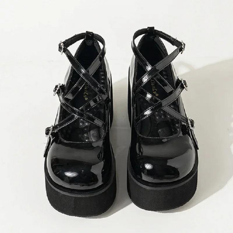 Sohiwoo High Heels Buckle Strap Women Pumps Sandal Fashion Design Mary Janes Round Toe Platform Spring Autumn Shoes