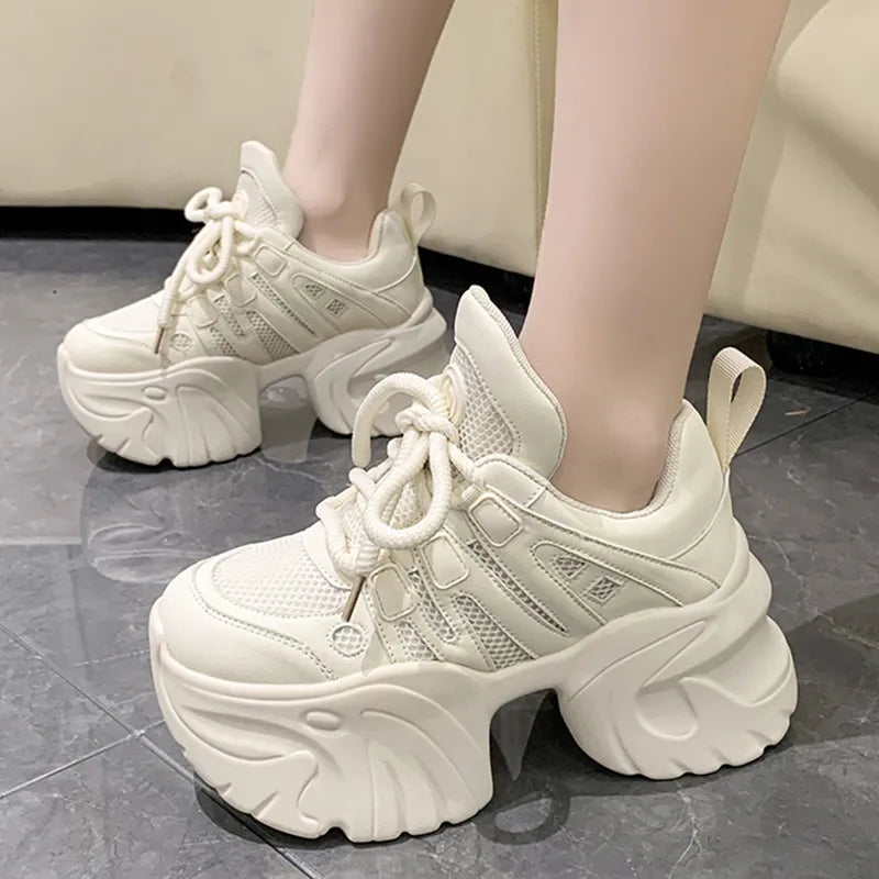Sohiwoo New Fashion Chunky Sneakers Women Autumn Lace Up Platform Sports Shoes Woman Goth Thick Bottom High Heels Female Sneakers Sohiwoo New Fashion Chunky Sneakers Women Autumn Lace Up Platform Sports Shoes Woman Goth Thick Bottom High Heels Female Sneakers