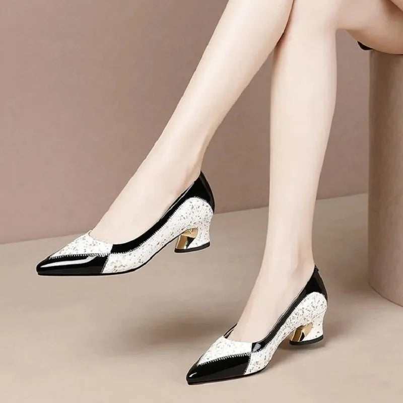 Women Fashion Classic High Quality Pu Leather Slip on Pumps Lady Casual Sweet