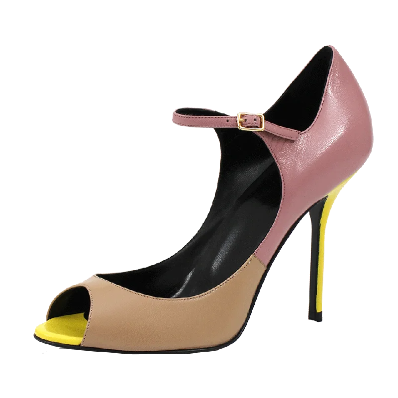 Tri-Color Peep Toe Mary Jane