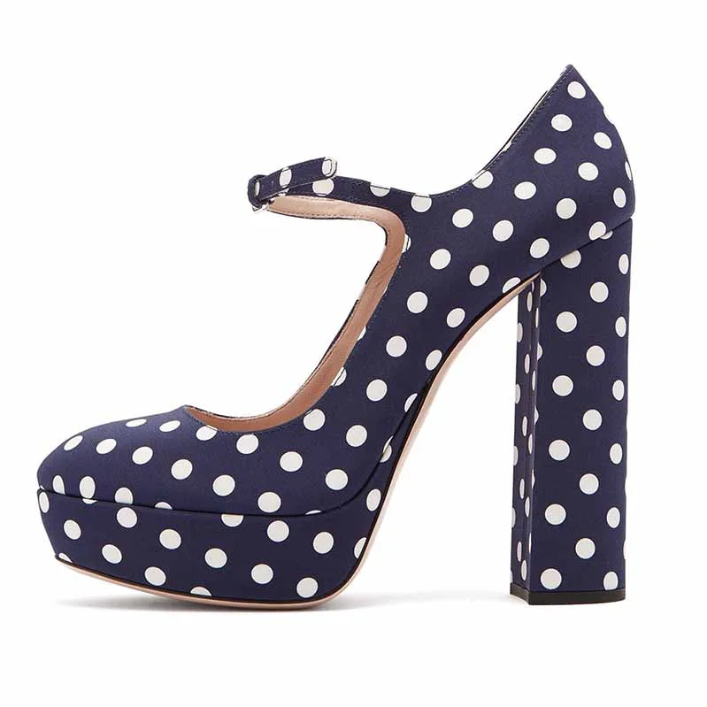Navy polka dots.