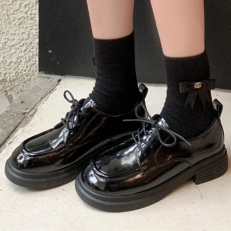 Advbridge Genuine Leather Pumps Shoes Woman Black Low Heeled Casual Comfortable Oxford Shoes For Women Loafers Brand Footwear Spring
