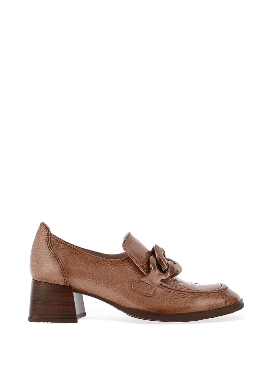 Hispanitas Patent Leather Chain Block Heel Loafers, Bronze