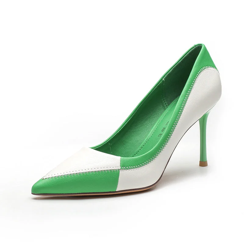 Pointed slim heel color matching high heels for women 2023 sexy fashion casual banquet women's shoes
