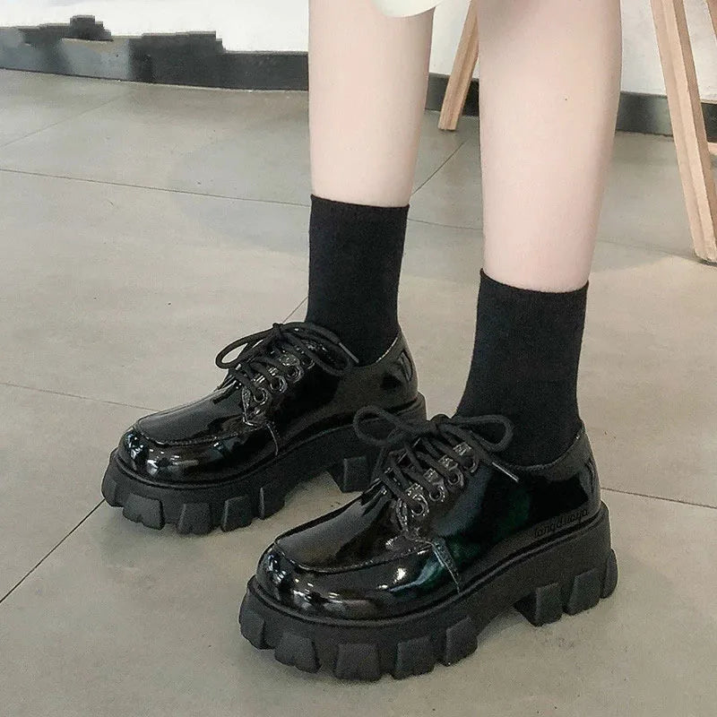 Sohiwoo Black Chunky Platform Heels Mary Jane Shoes Lolita Platform Shoes Oxfords Women School Uniform Student Shoes Girls Kawaii Pumps