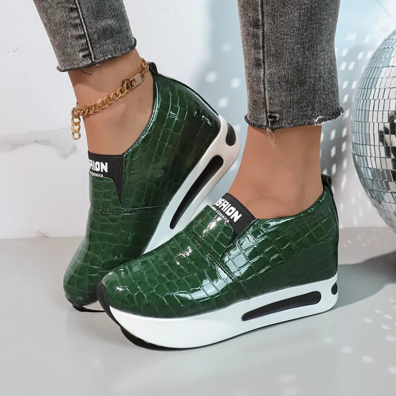 Sohiwoo Fashion Green Platform Sneakers Women 2024 Spring Hidden Heels Sports Shoes Woman Thick Sole Non-Slip Pu Leather Loafers Shoes Sohiwoo Fashion Green Platform Sneakers Women 2024 Spring Hidden Heels Sports Shoes Woman Thick Sole Non-Slip Pu Leather Loafers Shoes