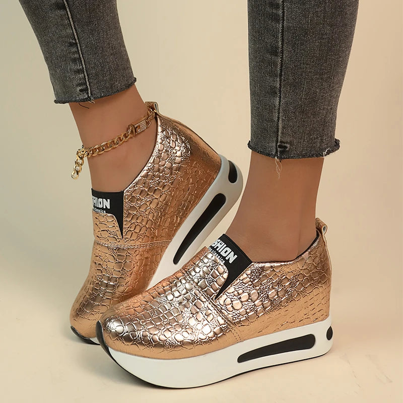 Sohiwoo Hidden Heel Sneakers for Women Spring Chunky Platform Vulcanized Shoes Female Lightweight Slip-On Height Increasing Sports Shoes Sohiwoo Hidden Heel Sneakers for Women Spring Chunky Platform Vulcanized Shoes Female Lightweight Slip-On Height Increasing Sports Shoes