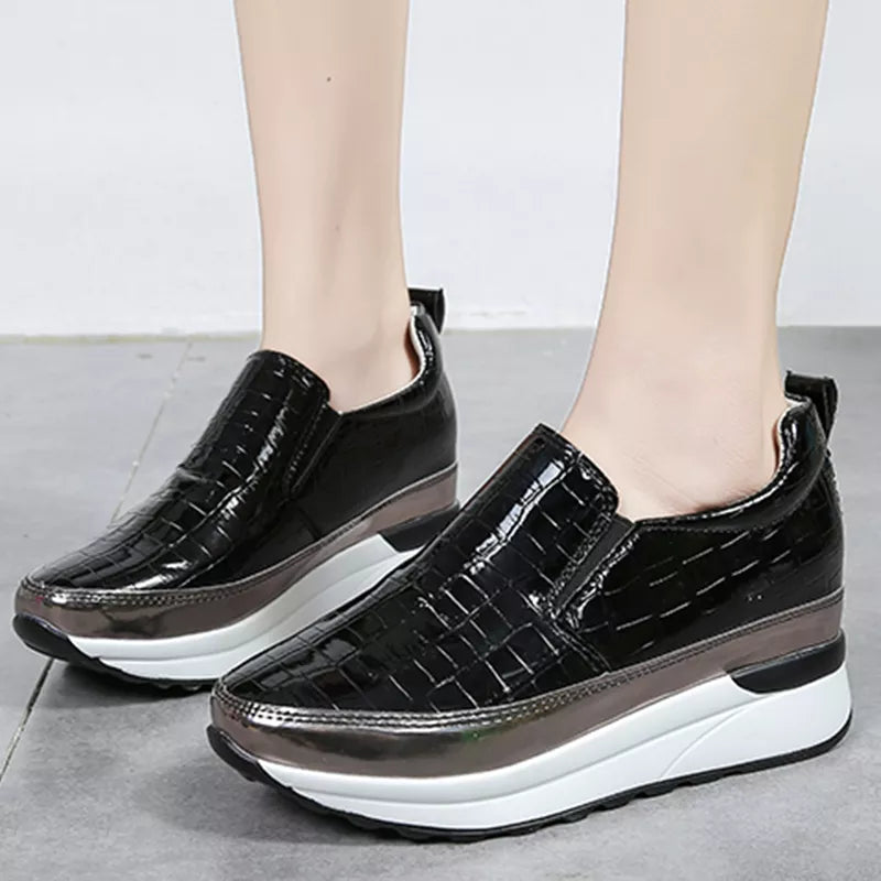Sohiwoo Patent Leather Chunky Platform Sneakers Women Autumn Hidden Heels Sport Shoes Woman Plus Size 43 Thick Bottom Loafers Shoes Sohiwoo Patent Leather Chunky Platform Sneakers Women Autumn Hidden Heels Sport Shoes Woman Plus Size 43 Thick Bottom Loafers Shoes