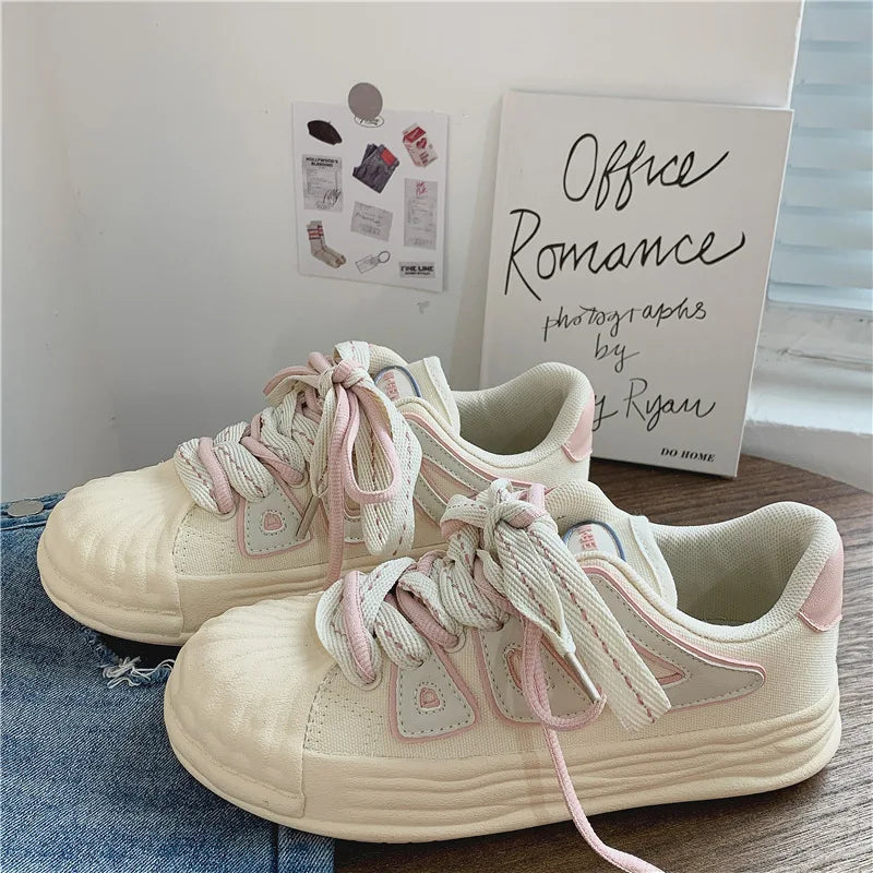 Sohiwoo Women Platform Sneakers Casual Shoes New Student Shell Toe Thick Dissolving Heels White Shoes Lace Up Sports Shoes for Girls Sohiwoo Women Platform Sneakers Casual Shoes New Student Shell Toe Thick Dissolving Heels White Shoes Lace Up Sports Shoes for Girls