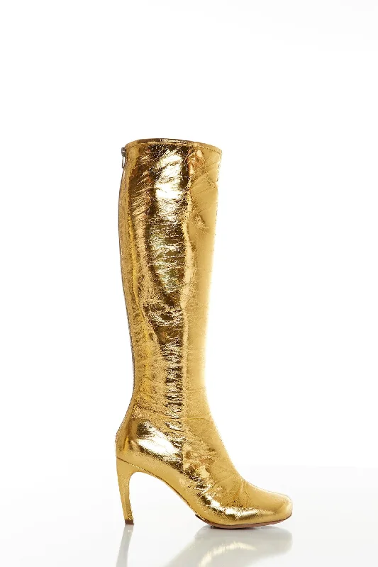 Dries Van Noten Gold Tall Boots