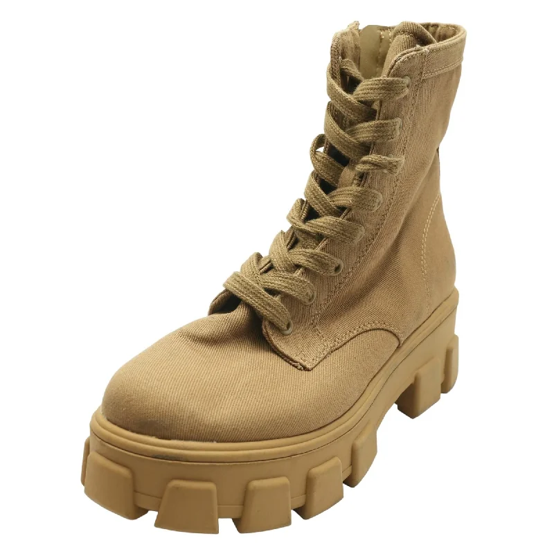 Brown Canvas Ankle Boots