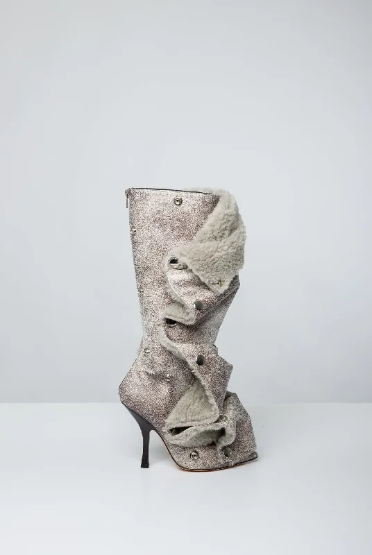 Y/Project Snap Boots in Light Grey