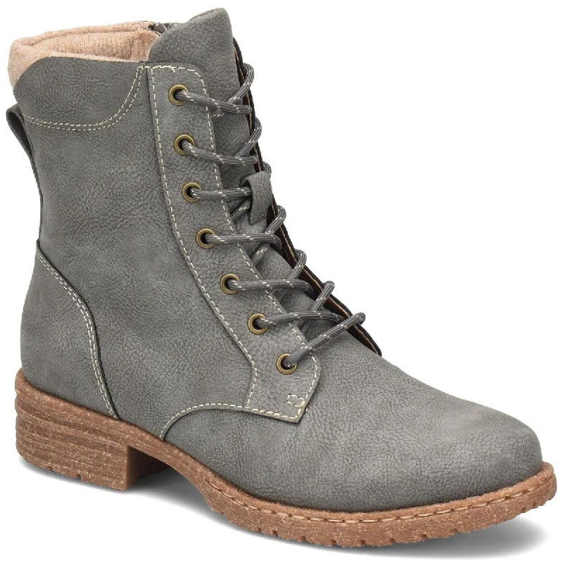 B.O.C. Womens Claudia Faux Leather Heeled Combat & Lace-Up Boots