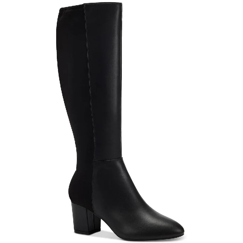 Charter Club Womens Sacaria Faux Leather Block Heel Knee-High Boots