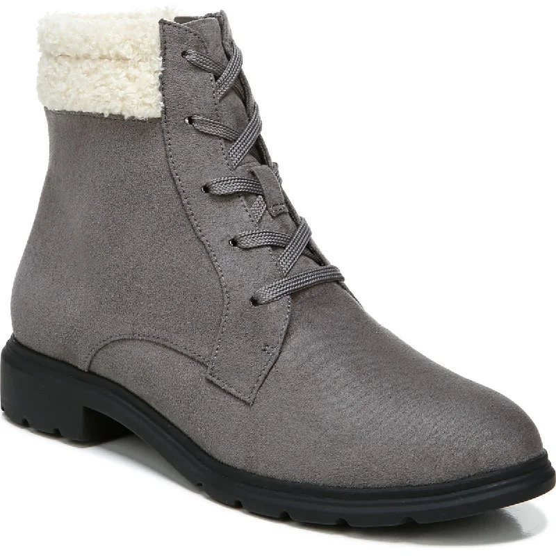Dr. Scholl's Shoes Womens Networking Faux Suede Ankle Combat & Lace-up Boots