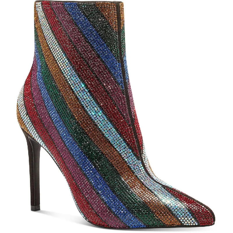 INC Womens Reisa 2 Striped Rhinestone Ankle Boots
