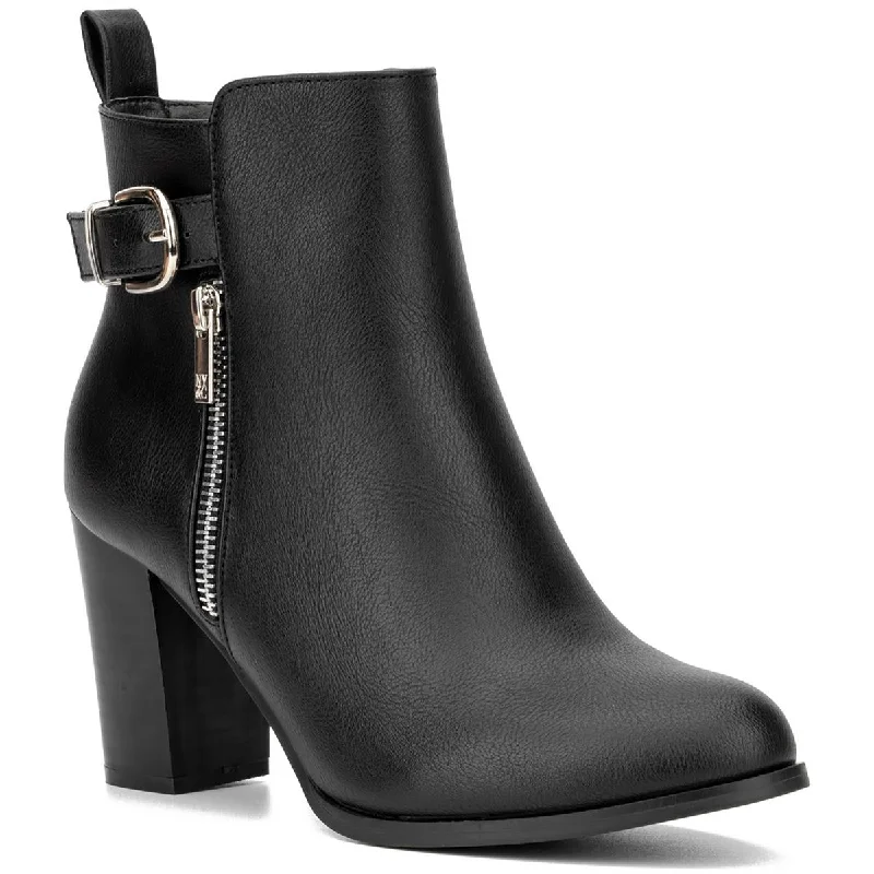 New York & Company Womens Angie Bootie Faux Leather Zip Up Booties