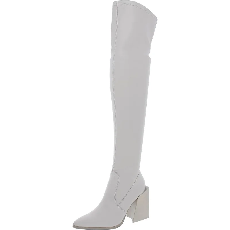 Steve Madden Tanzee Women's Faux Leather Over The Knee Boots with Block Heel