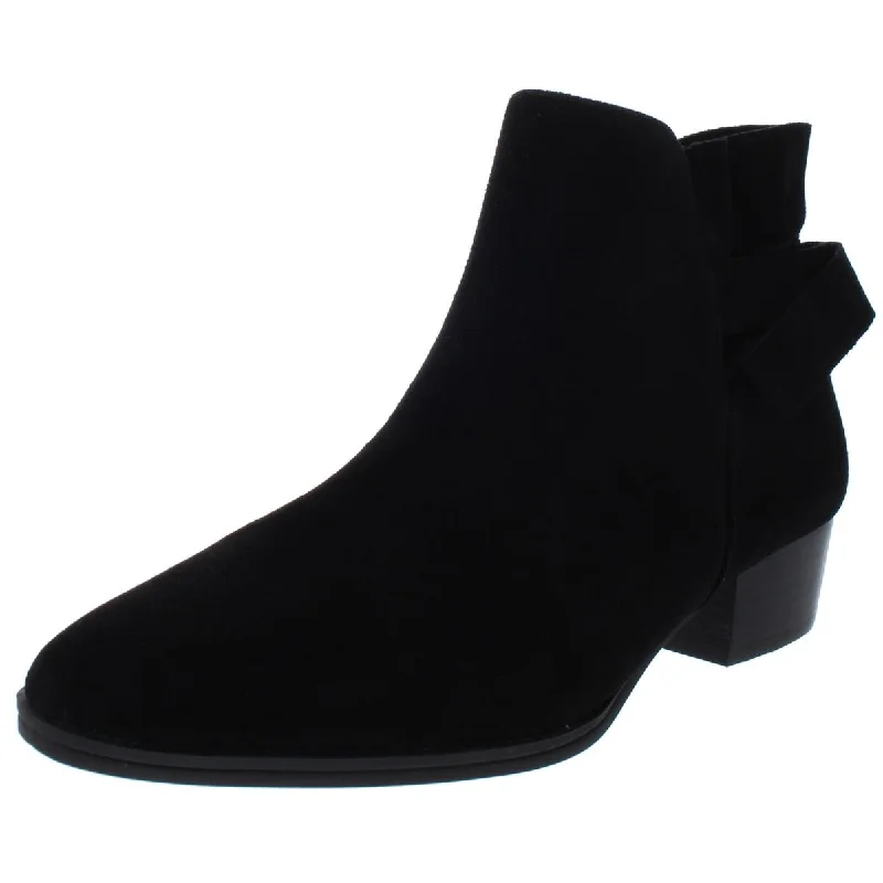 Aerosoles Womens Crosswalk Faux Suede Bow Back Ankle Boots