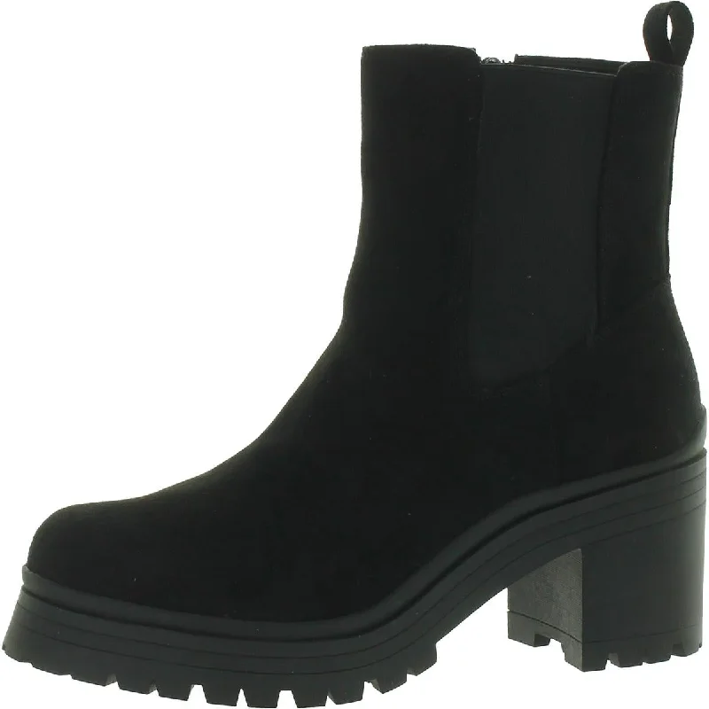Anne Klein Womens Zendaya Faux Suede Ankle Chelsea Boots