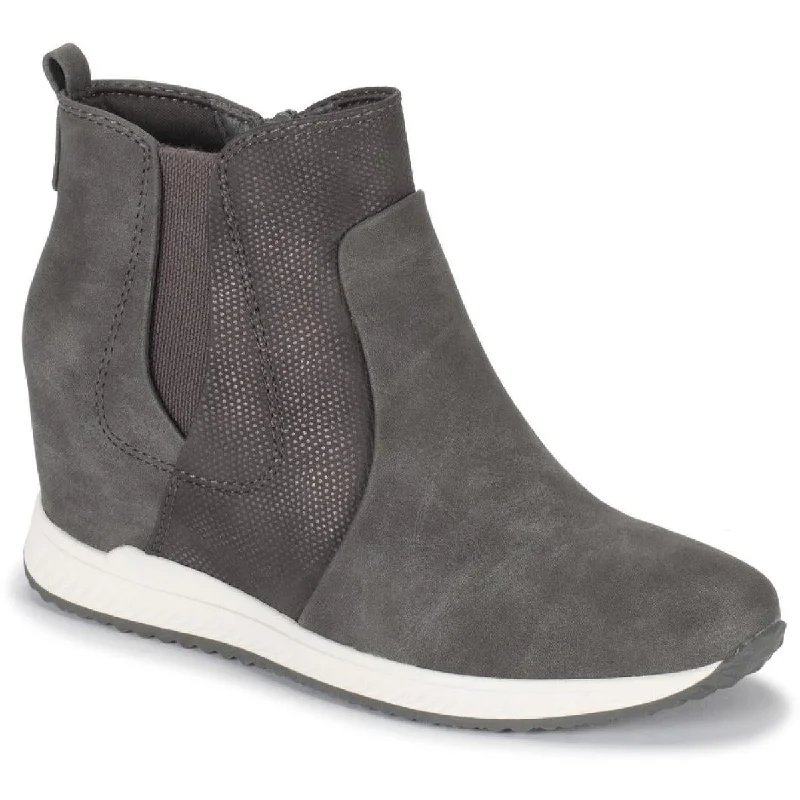 Baretraps Womens Jaci Faux Leather Wedges Ankle Boots