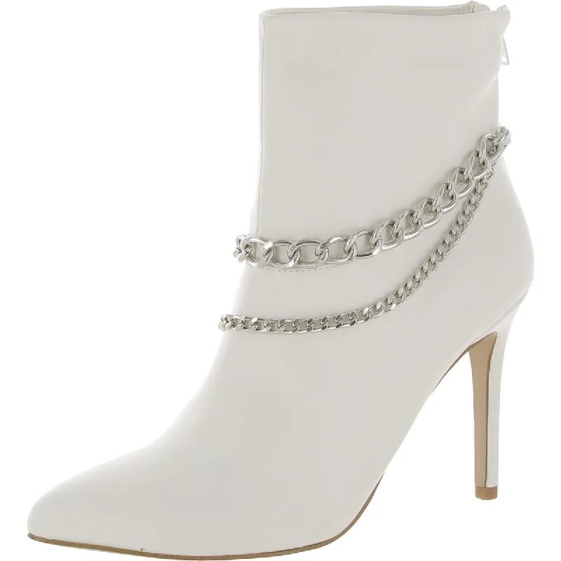 BCBGeneration Womens Hardia Faux Leather Chain Ankle Boots