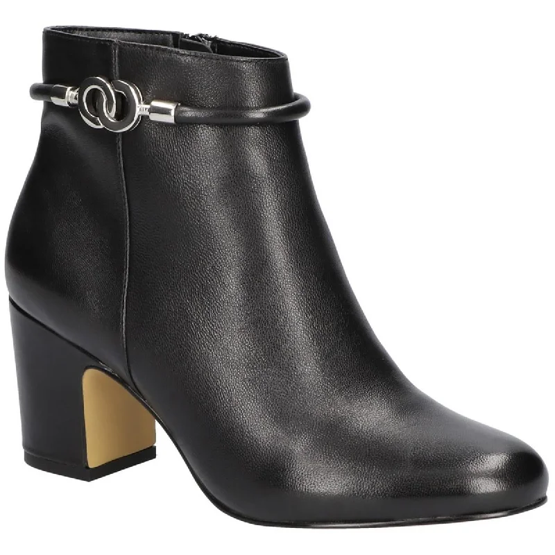 Bella Vita Womens Diaz Decorative Strap Ankle Boot Block Heels