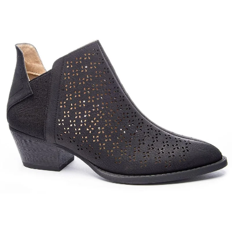 Chinese Laundry Womens Cambria  Faux Leather Perforated Ankle Boots