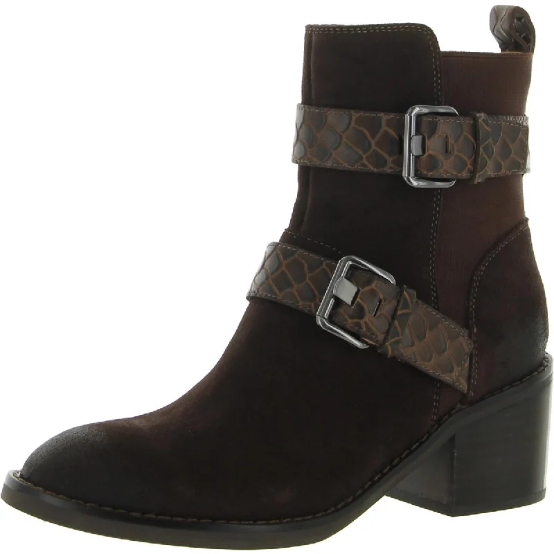Donald J. Pliner Womens Dahlin Suede Embossed Ankle Boots