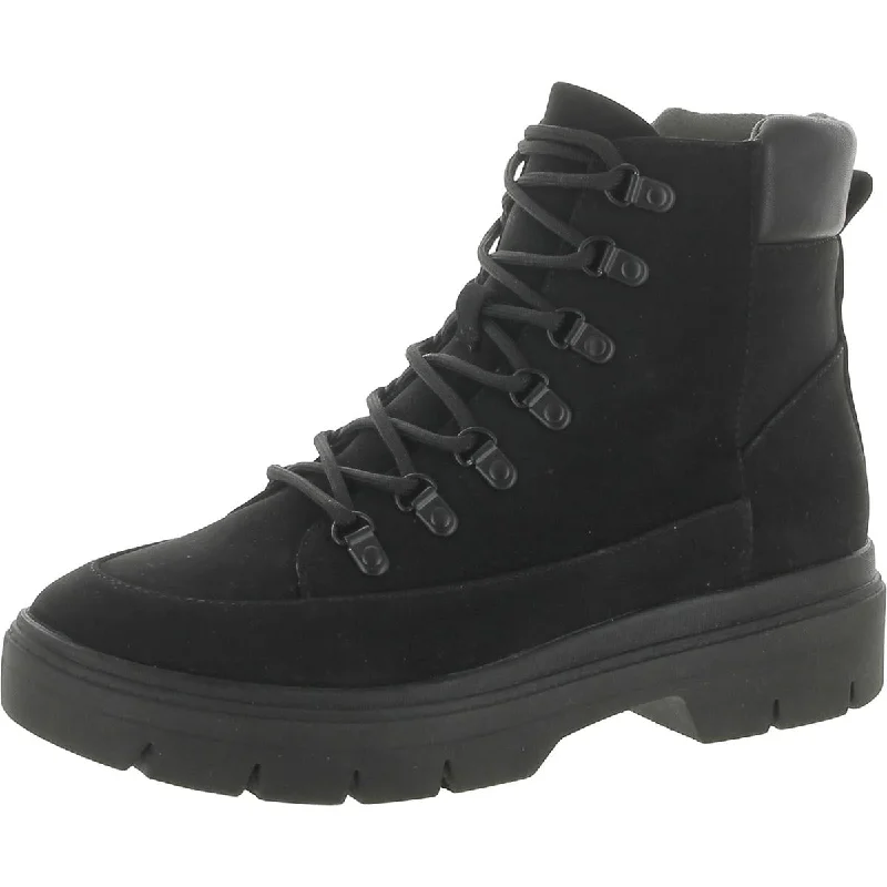 Dr. Scholl's Shoes Womens Canyon Faux Suede Lug Sole Combat & Lace-Up Boots
