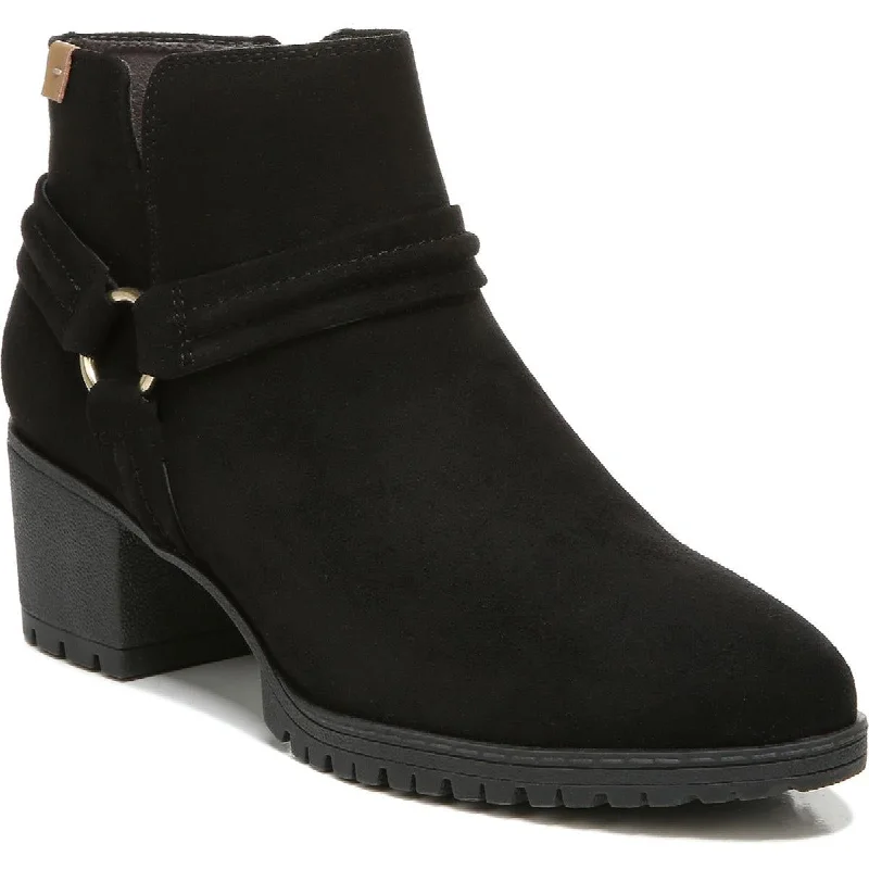 Dr. Scholl's Shoes Womens Laney Faux Suede Block Heel Ankle Boots