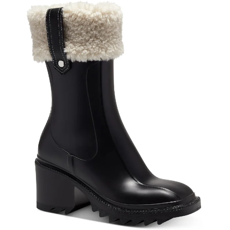 INC Womens Eddiie 2 Faux Shearling Mid-Calf Rain Boots