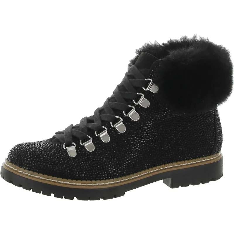 INC Womens Faux Suede Rhinestone Booties