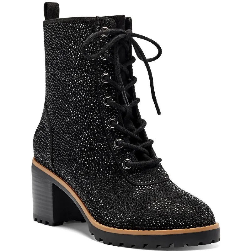 INC Womens Samira Lace-Up Block Heel Ankle Boots
