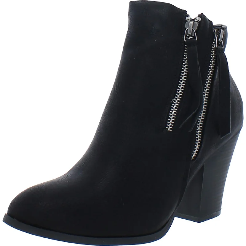 Journee Collection Womens Faux Leather Zip Up Ankle Boots