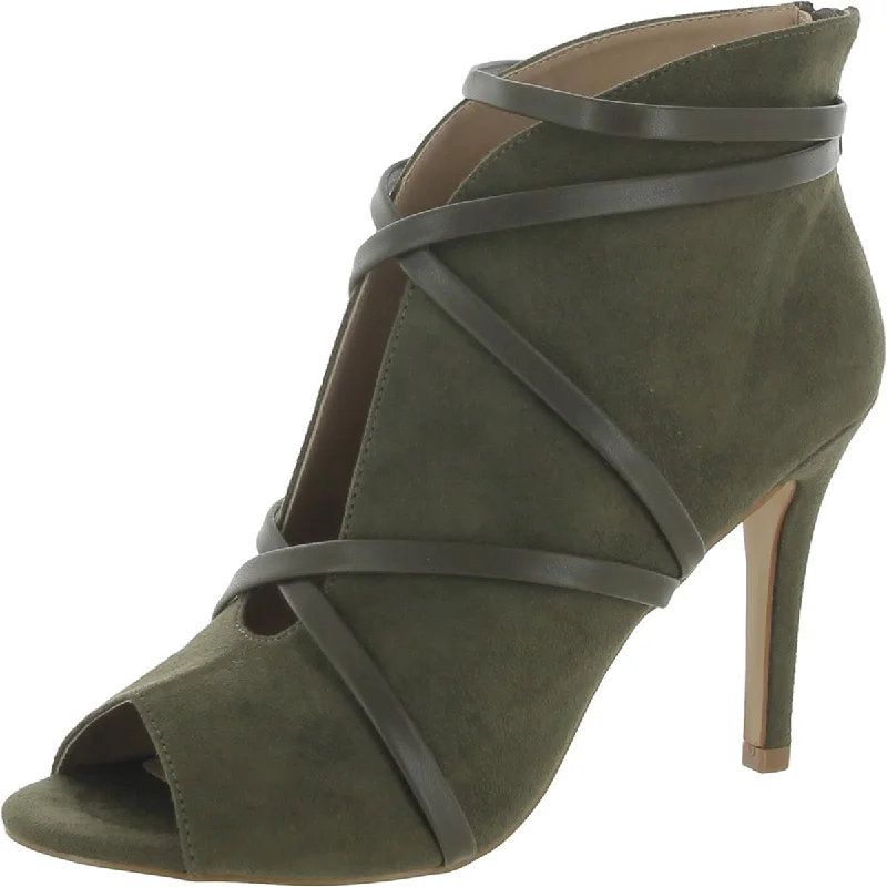 Journee Collection Womens Faux Suede Peep Toe Booties
