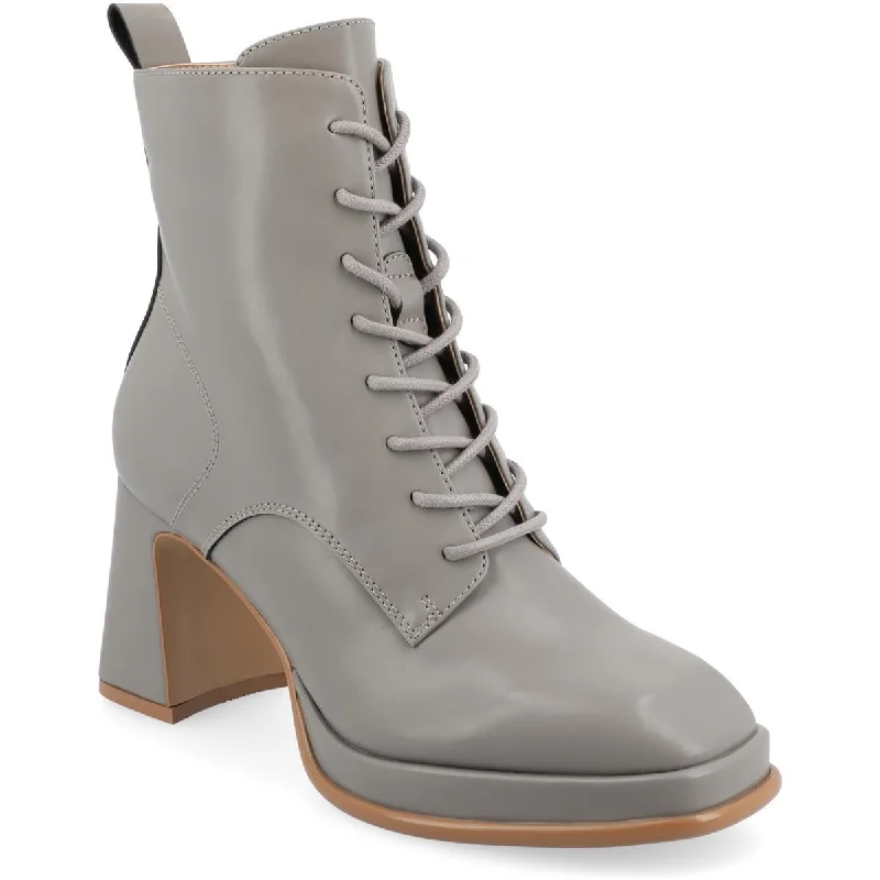 Journee Collection Womens Kalindi Faux Leather Combat & Lace-Up Boots