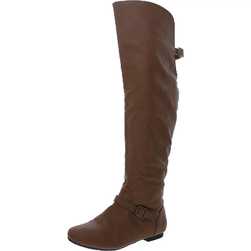 Journee Collection Womens Loft Faux Leather Zipper Over-The-Knee Boots