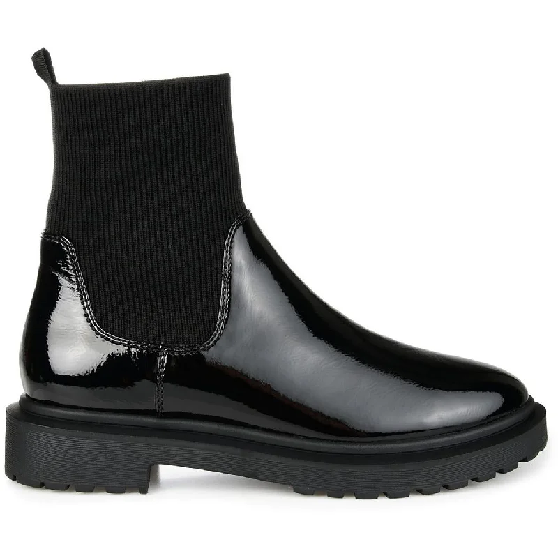 Journee Collection Womens Patent Stretch Booties