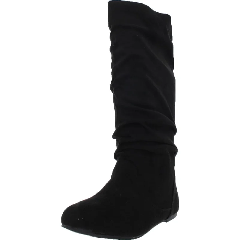 Journee Collection Womens Rebecca-02 Faux Suede Pull On Riding Boots