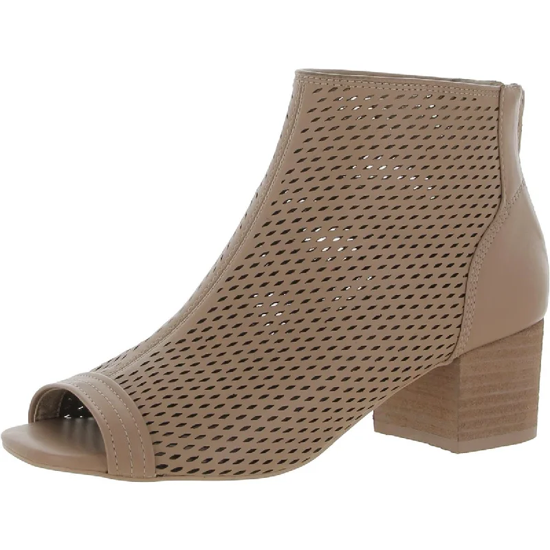 Kelsi Dagger Womens Simone Leather Peep Toe Ankle Boots