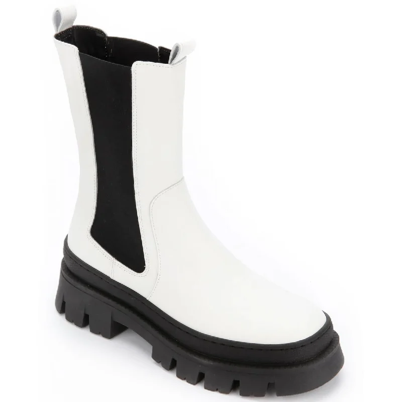 Kenneth Cole New York Womens Maple Leather Lug Sole Chelsea Boots