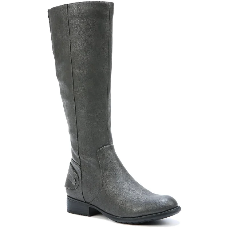 LifeStride Womens Xandy Faux Leather Wide Calf Riding Boots